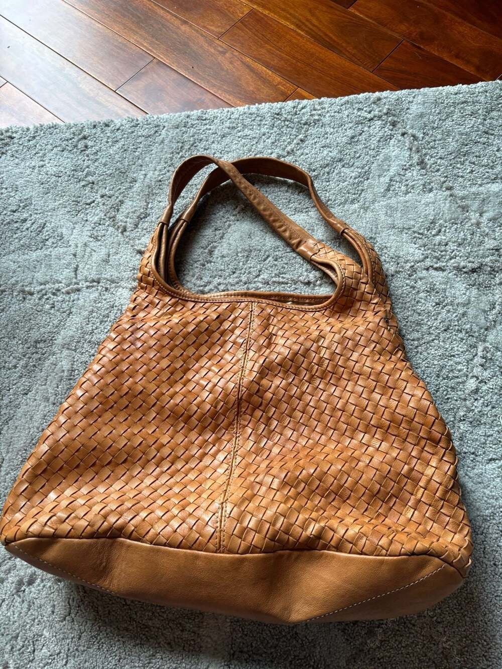 Langellotti Woven Leather Hobo Bag Tan